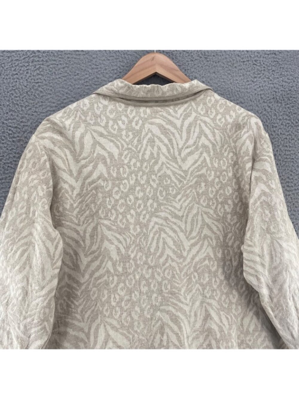 Coldwater Creek Jacket Womens 3X Ivory Animal Print Linen Cotton Blend Blazer - Picture 4 of 10
